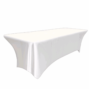 Rectangular Table (6ft by 2.5ft) with Spandex Cover - White