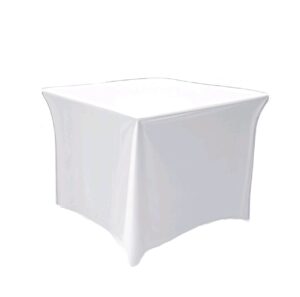 Square Table (3ft by 2.5ft) with Spandex Cover - White